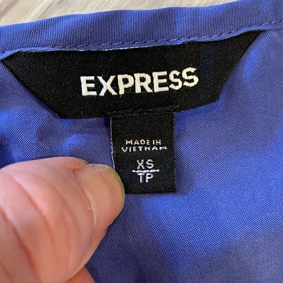 Express Blue Sench Waist Side Tie Bell Sleeve Crewneck Blouse - Picture 3 of 4